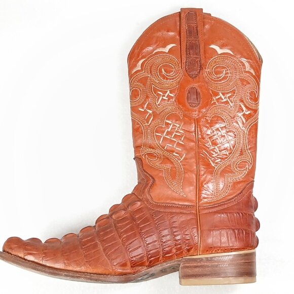 Borrego Caiman Belly Cowboy Boots MX 25.5 / US 8.5 Exotic Western VGUC - Picture 11 of 16